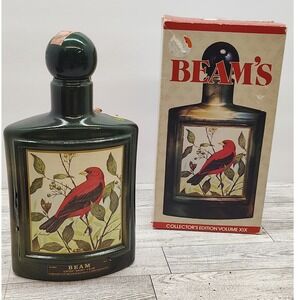 Beams Scarlet Tanager Whiskey Bottle XIX wBox 1970-80s Collector Decanter Empty~